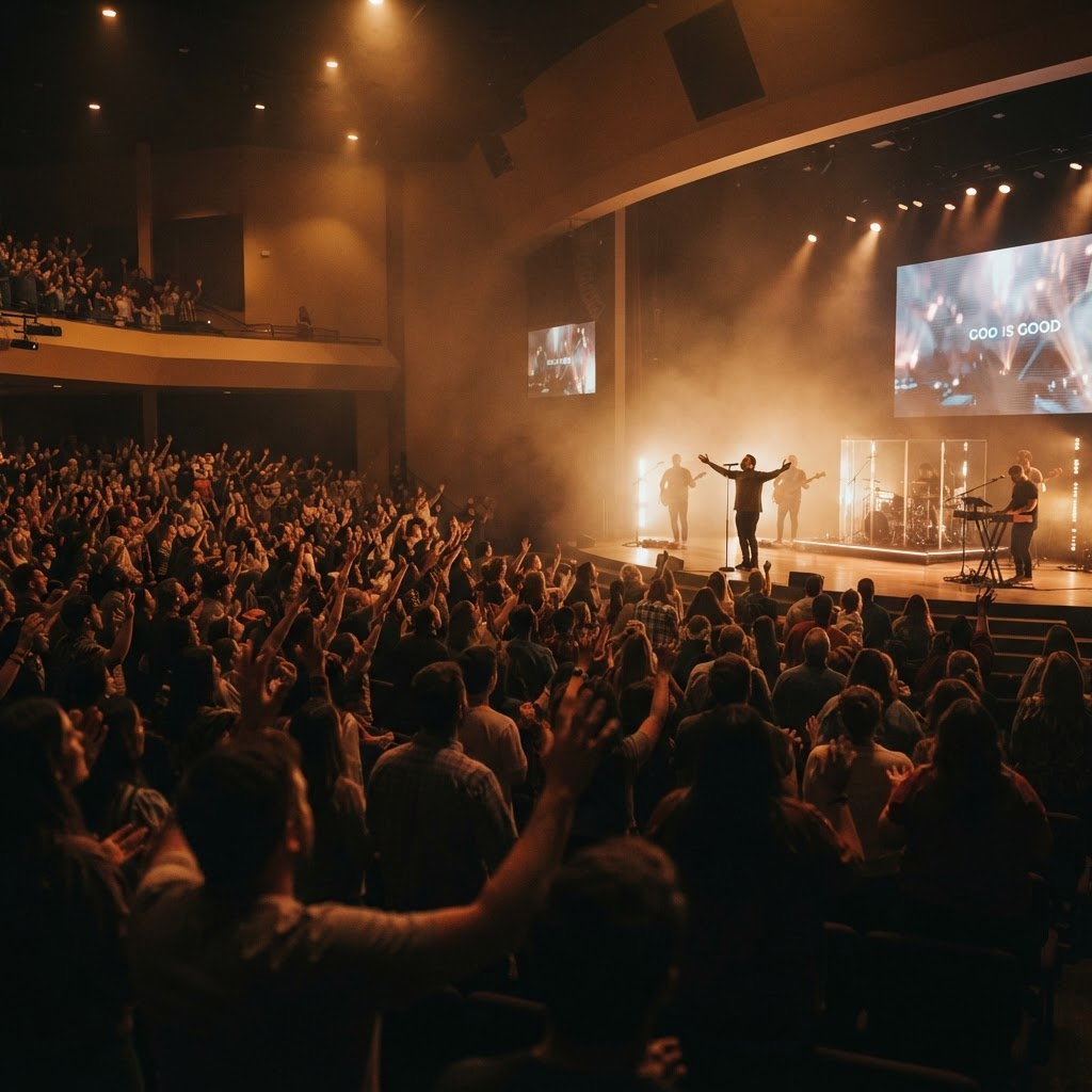 Congregação da Igreja Verbo Vivo em adoração